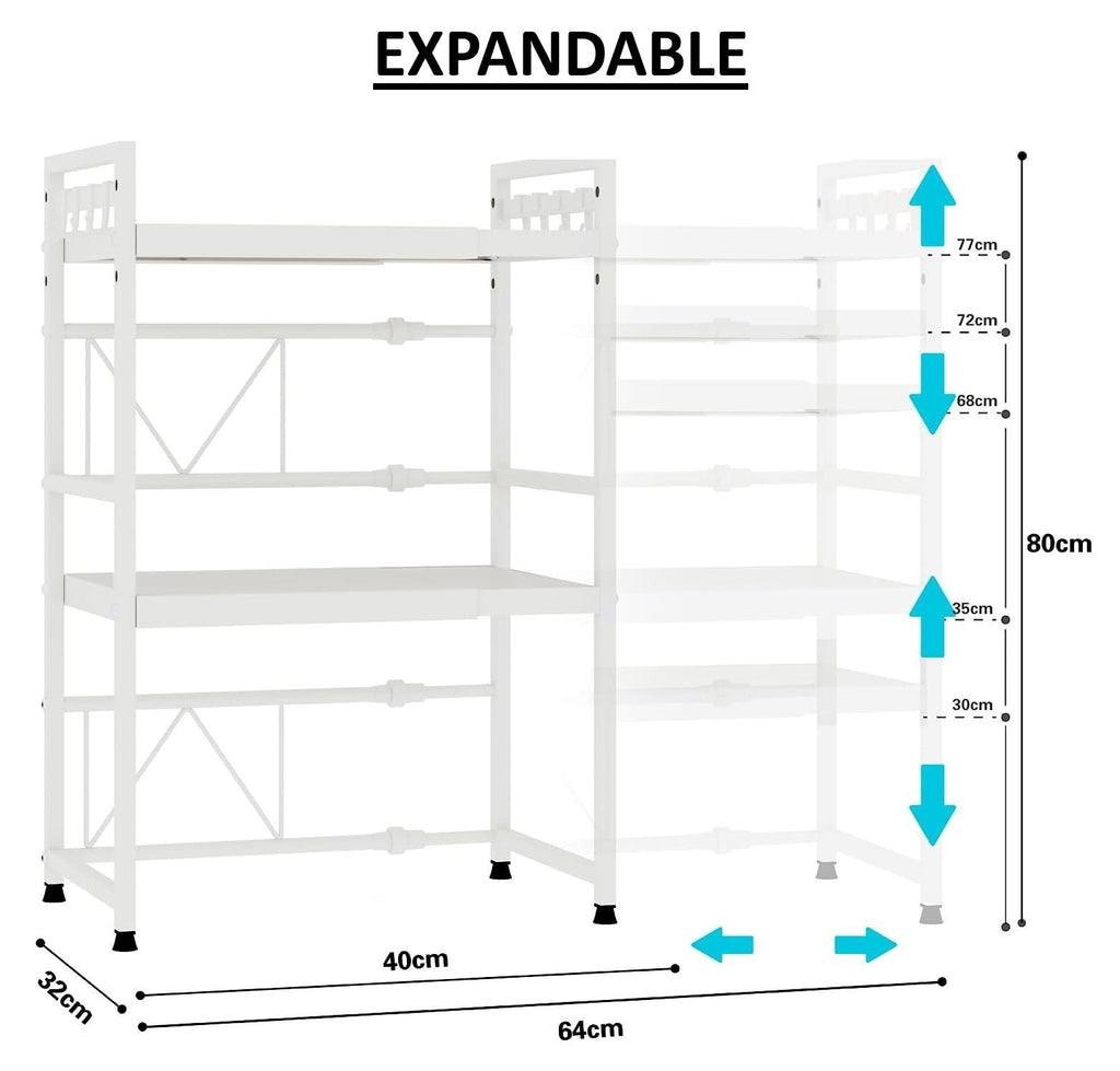 Estante metálico ajustable de 3 niveles para microondas - Blanco