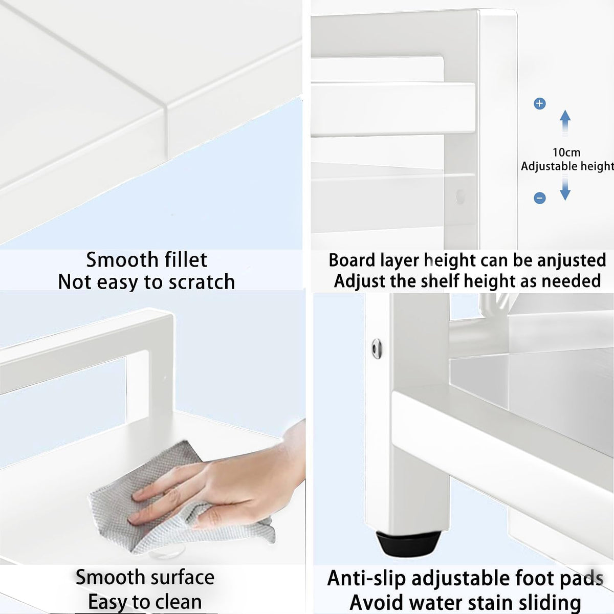 Estante metálico ajustable de 3 niveles para microondas - Blanco