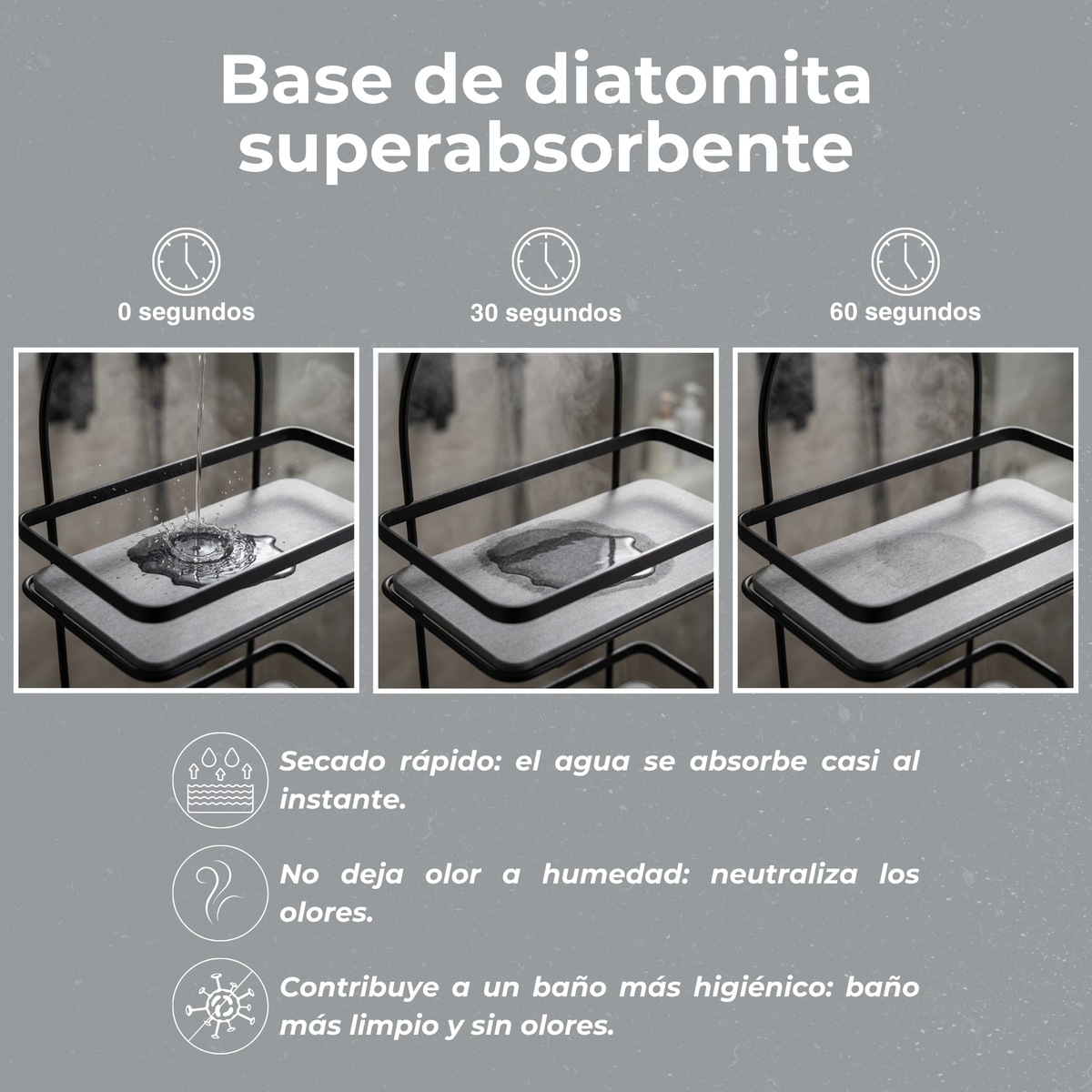 Mafi Home® | Organizador de ducha doble con base de diatomita
