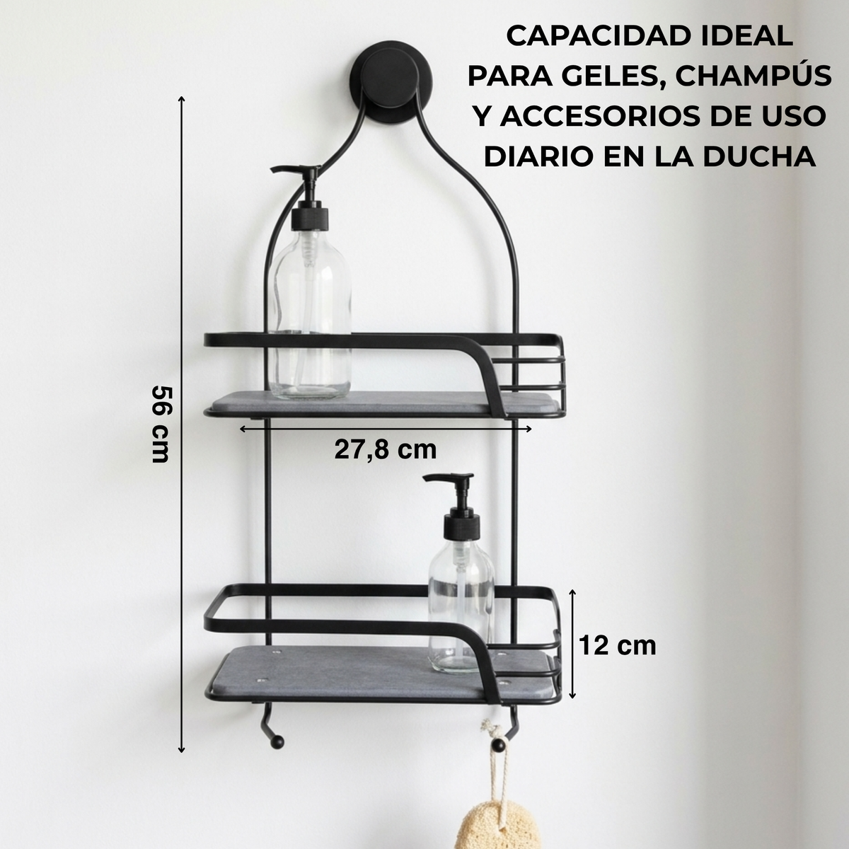 Mafi Home® | Organizador de ducha doble con base de diatomita