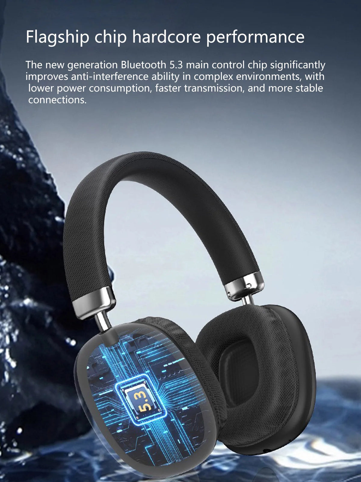 Wireless Over-Ear Headphones,5.3 Chip,Hi-Fi 360° Surround Sound,Dual Device Connection,Long Battery,Stylish Wireless Headset