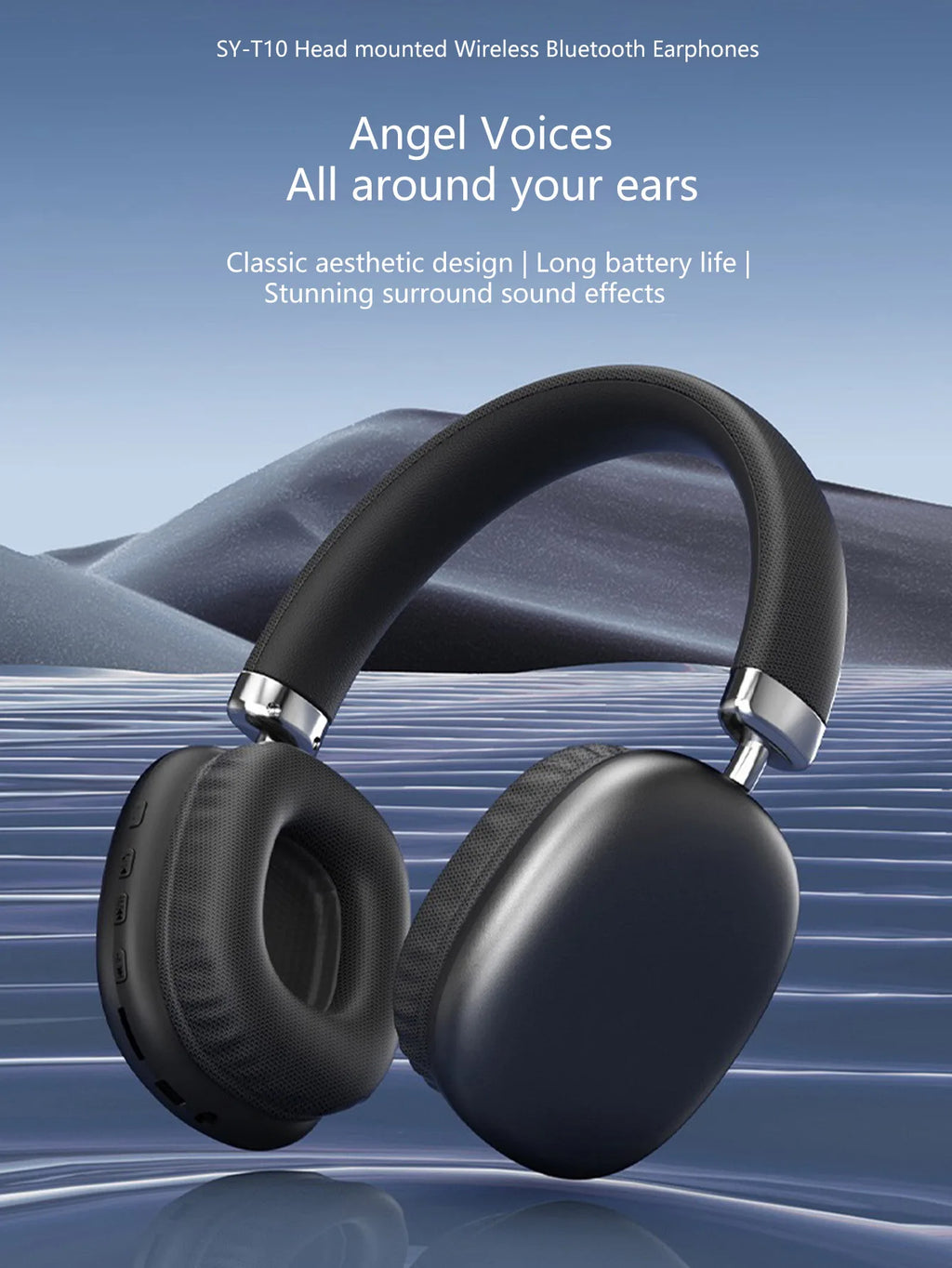 Wireless Over-Ear Headphones,5.3 Chip,Hi-Fi 360° Surround Sound,Dual Device Connection,Long Battery,Stylish Wireless Headset