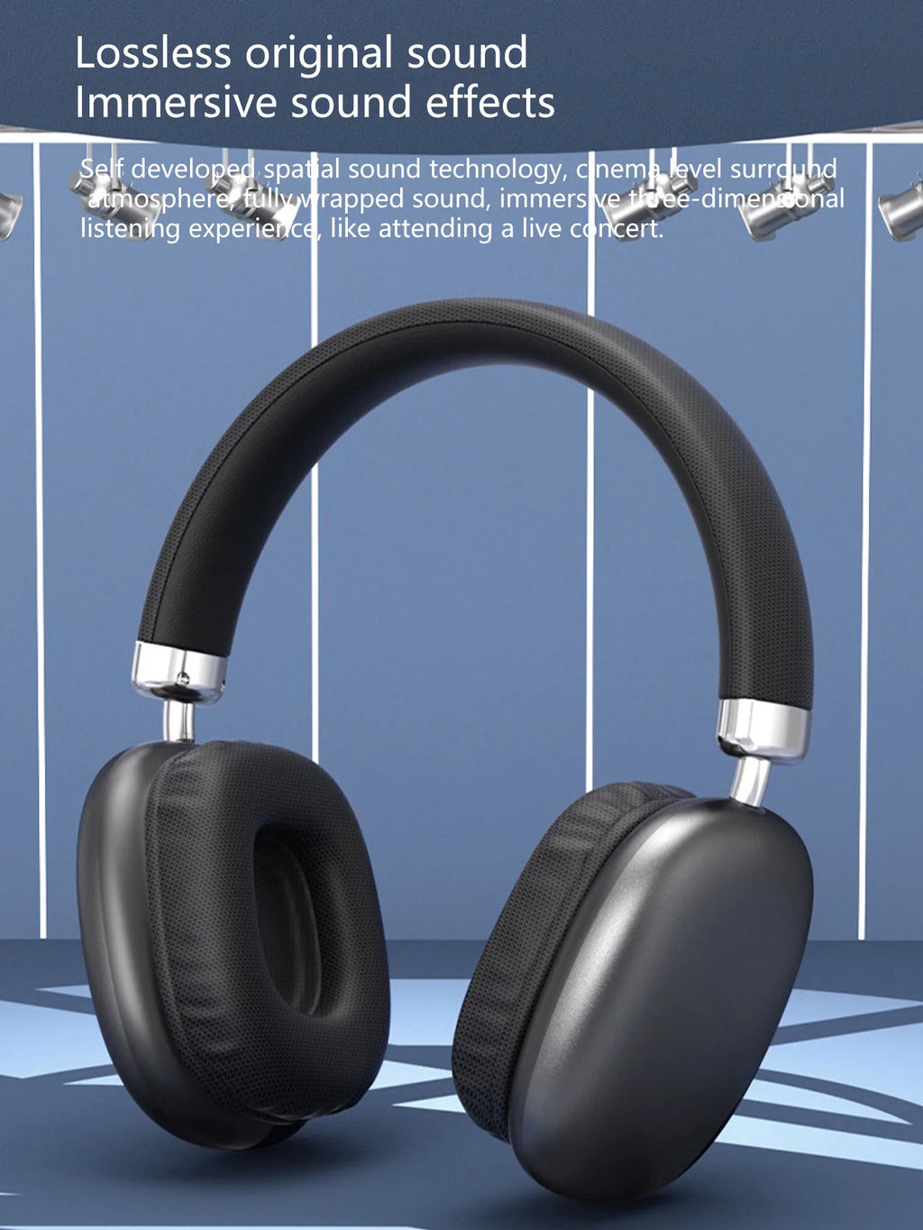 Wireless Over-Ear Headphones,5.3 Chip,Hi-Fi 360° Surround Sound,Dual Device Connection,Long Battery,Stylish Wireless Headset