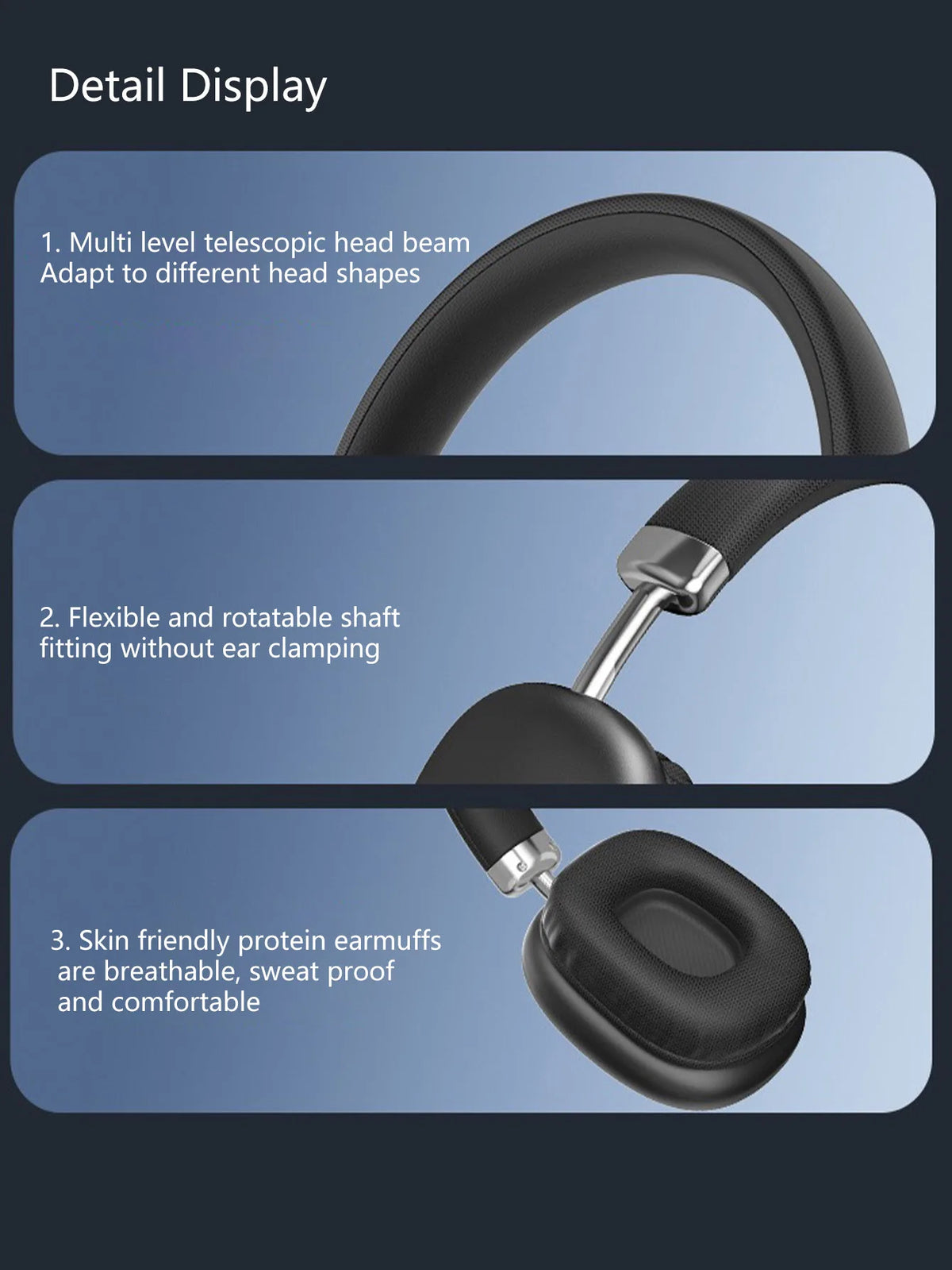 Wireless Over-Ear Headphones,5.3 Chip,Hi-Fi 360° Surround Sound,Dual Device Connection,Long Battery,Stylish Wireless Headset