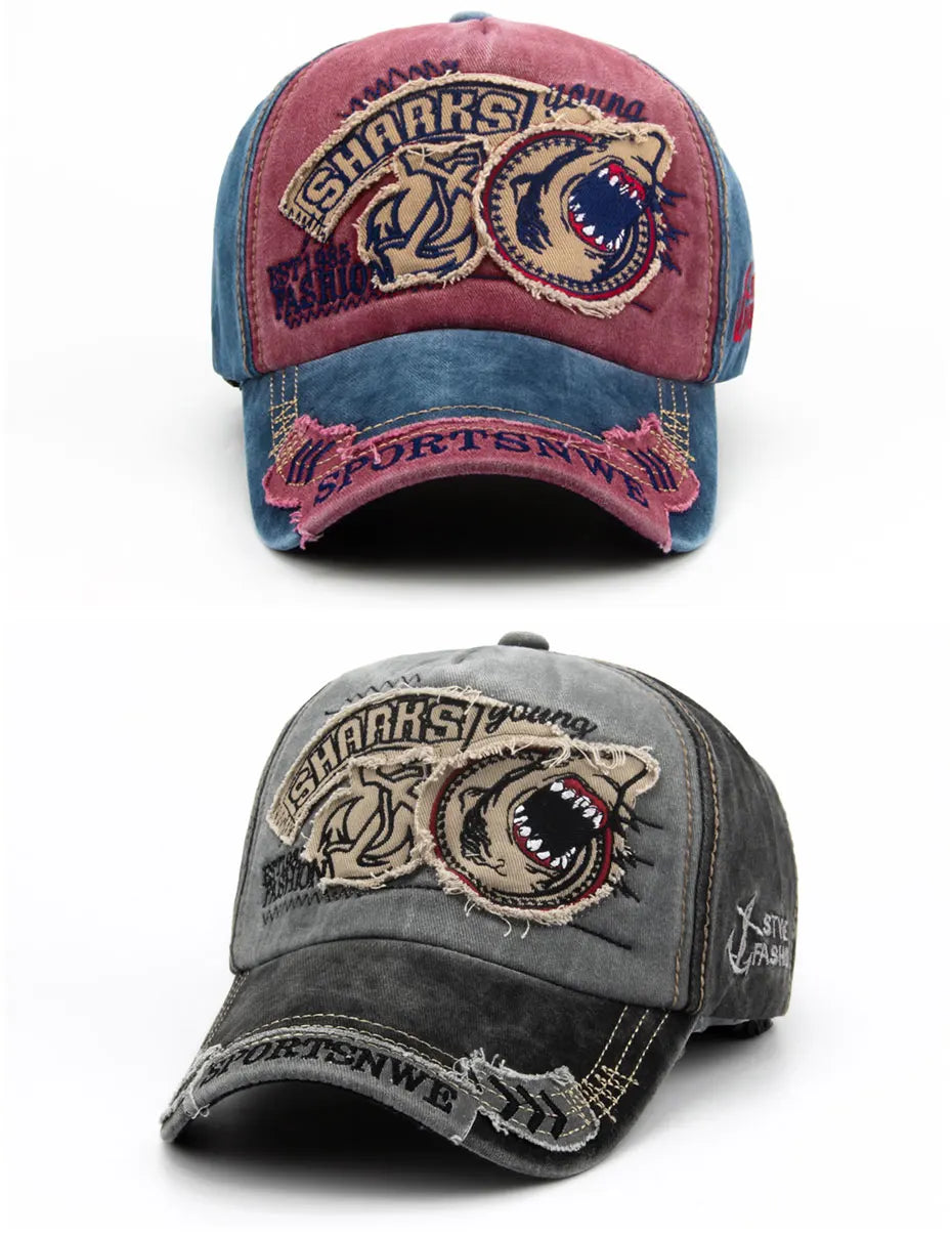 Gorra de béisbol para hombre CNTANG de algodón a la moda con bordado de tiburón, gorra informal con visera para mujer, gorra snapback de marca, gorra de hip hop unisex