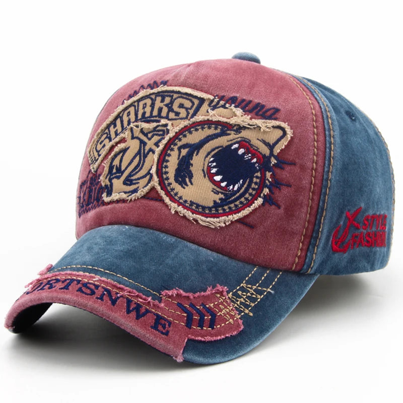 Gorra de béisbol para hombre CNTANG de algodón a la moda con bordado de tiburón, gorra informal con visera para mujer, gorra snapback de marca, gorra de hip hop unisex