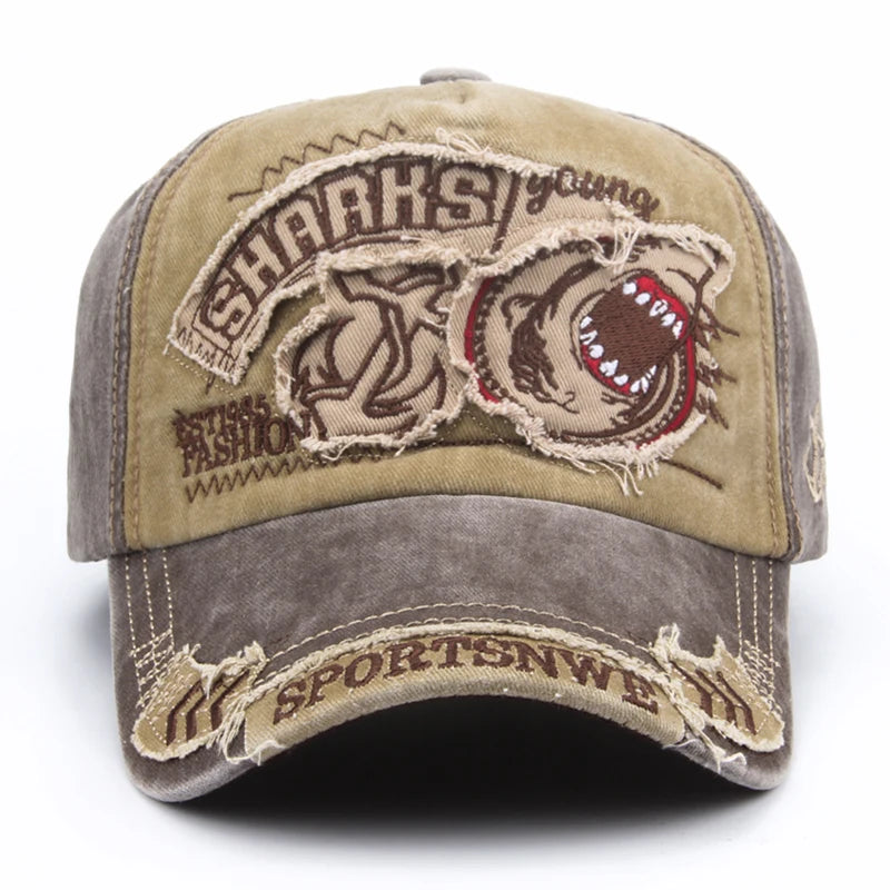 Gorra de béisbol para hombre CNTANG de algodón a la moda con bordado de tiburón, gorra informal con visera para mujer, gorra snapback de marca, gorra de hip hop unisex