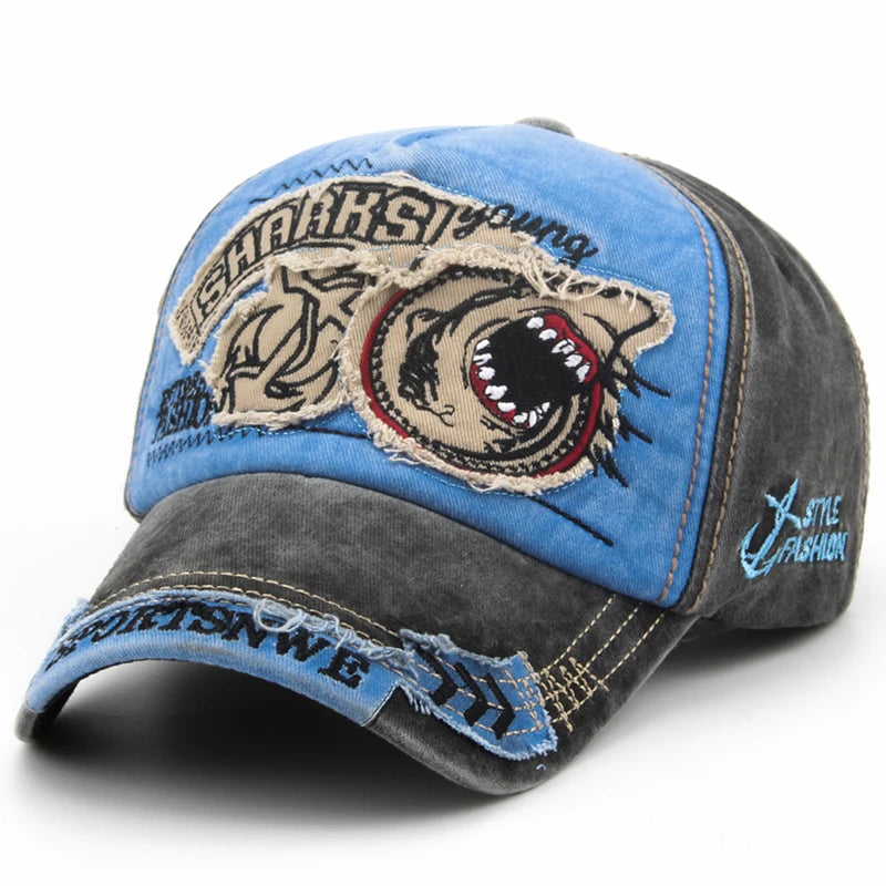 Gorra de béisbol para hombre CNTANG de algodón a la moda con bordado de tiburón, gorra informal con visera para mujer, gorra snapback de marca, gorra de hip hop unisex