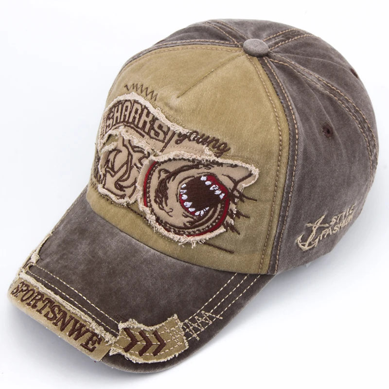 Gorra de béisbol para hombre CNTANG de algodón a la moda con bordado de tiburón, gorra informal con visera para mujer, gorra snapback de marca, gorra de hip hop unisex
