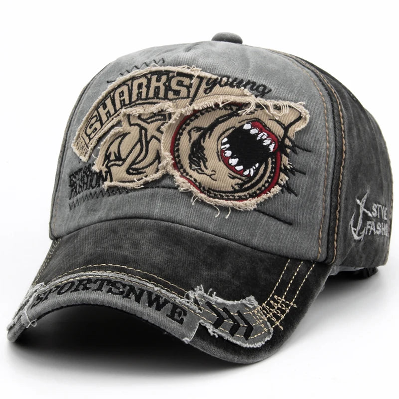 Gorra de béisbol para hombre CNTANG de algodón a la moda con bordado de tiburón, gorra informal con visera para mujer, gorra snapback de marca, gorra de hip hop unisex