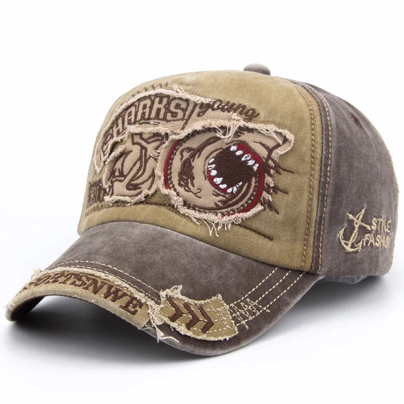 Gorra de béisbol para hombre CNTANG de algodón a la moda con bordado de tiburón, gorra informal con visera para mujer, gorra snapback de marca, gorra de hip hop unisex