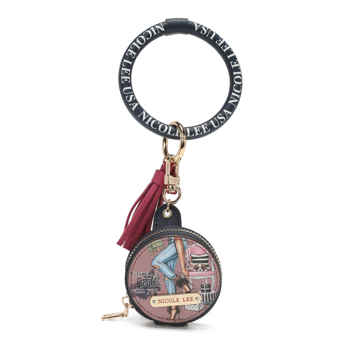 PULSERA CON LLAVERO Y PORTAAUDÍFONOS