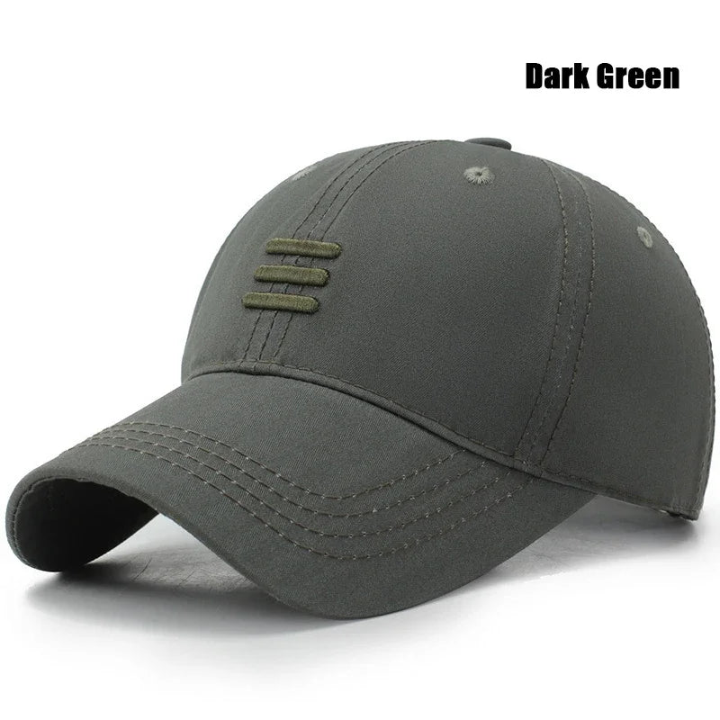 Gorra de béisbol de moda con parte superior suave, 4 colores, para deportes al aire libre, estilo casual, de algodón, tipo snapback para hombres y mujeres, diseño de gorra de papá con tres barras