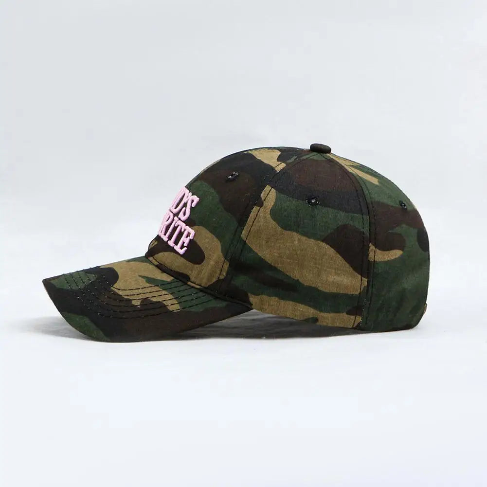 Gorra de béisbol con bordado de letras retro, estilo camuflaje táctico de selva, gorra de visera ajustable para mujer, de circunferencia grande y protección solar
