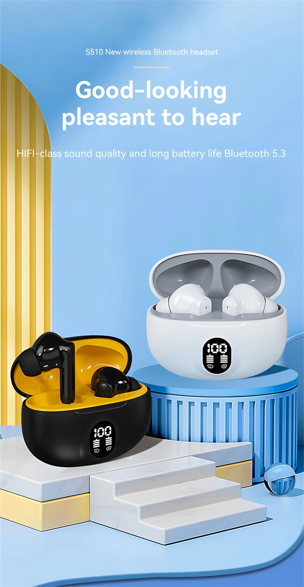 Wireless Bluetooth Headphones Built-in HD Mic Noise Isolation Large Battery for Extended Playtime Ideal for Calls Daily Music