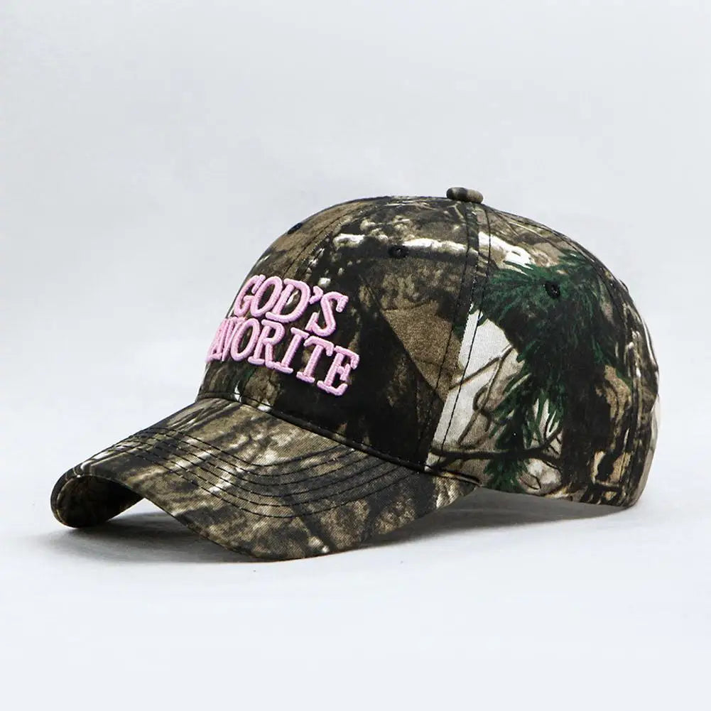Gorra de béisbol con bordado de letras retro, estilo camuflaje táctico de selva, gorra de visera ajustable para mujer, de circunferencia grande y protección solar