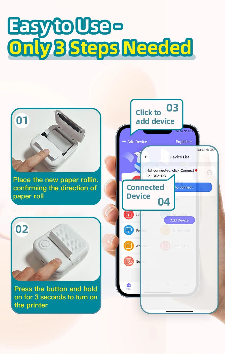 Papel adhesivo térmico para impresora portátil Dolewa D3, minipresora de etiquetas, impresora para imprimir errores y fotos.