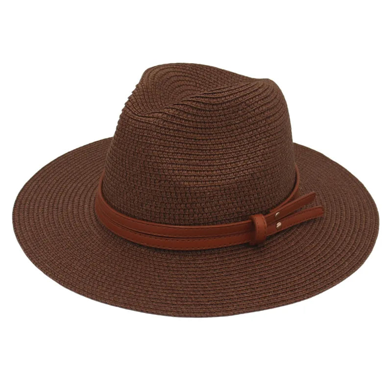 Sombrero de paja de verano, sombrero Panamá, sombrero de paja tejido, regalo, sombrero de jazz transpirable para ocio, sombrero de paja de estilo europeo y americano, gorra de playa.