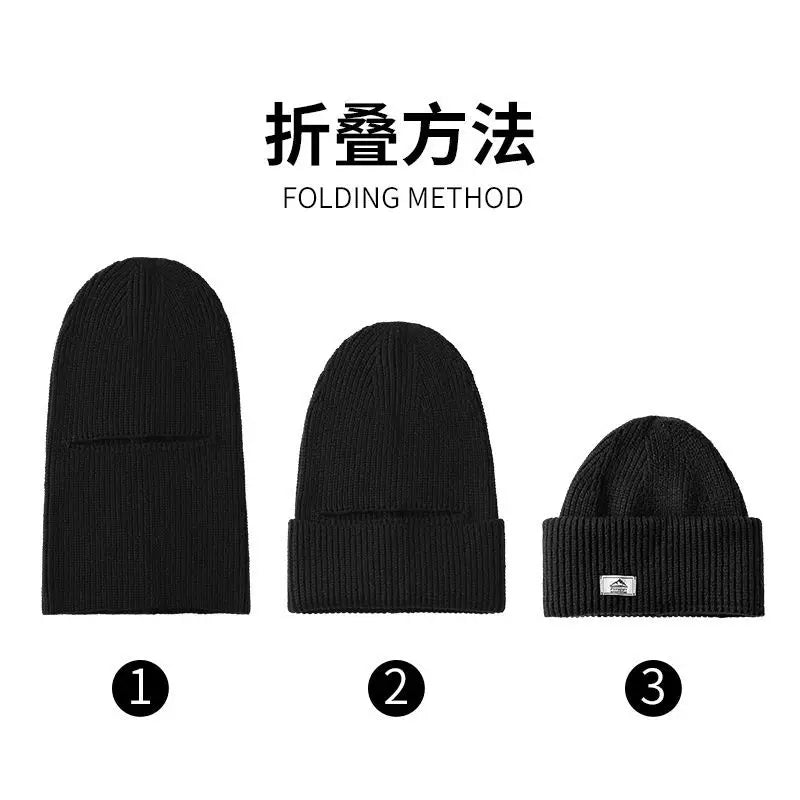 Gorro pasamontañas de punto 2 en 1 para invierno, cálido, cortavientos, de cobertura total, táctico, para esquí, ciclismo y orejeras.