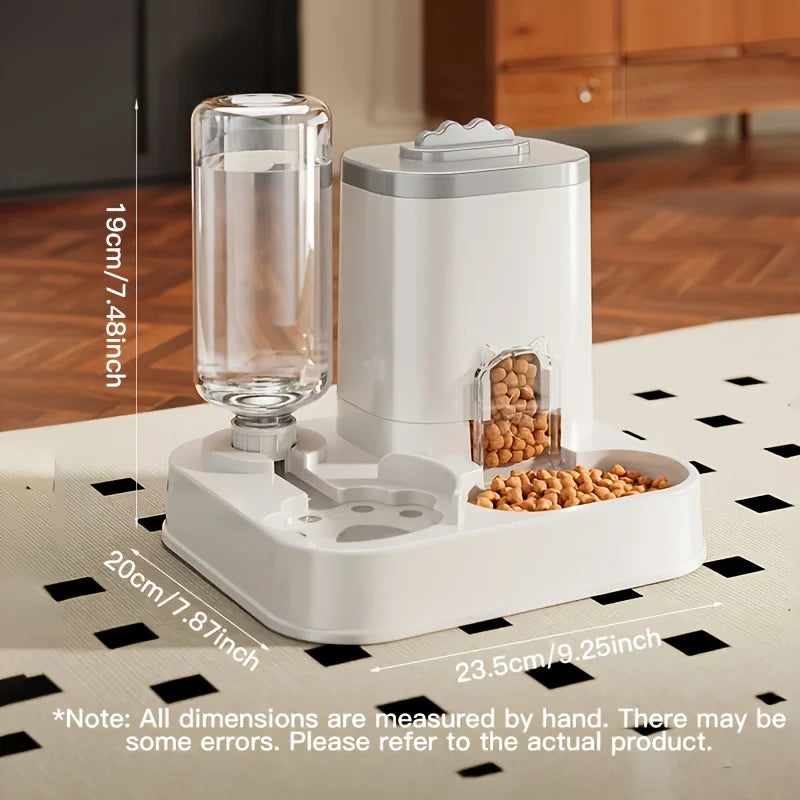 Dispensador de agua y comedero automático por gravedad para gatos, 1 unidad - Diseño de una sola pieza, gran capacidad y a prueba de derrames