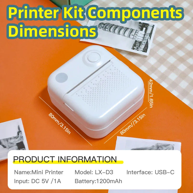 Papel adhesivo térmico para impresora portátil Dolewa D3, minipresora de etiquetas, impresora para imprimir errores y fotos.