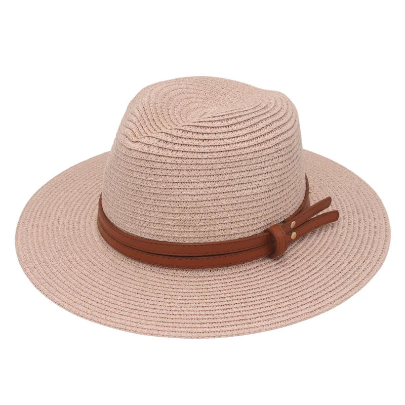 Sombrero de paja de verano, sombrero Panamá, sombrero de paja tejido, regalo, sombrero de jazz transpirable para ocio, sombrero de paja de estilo europeo y americano, gorra de playa.