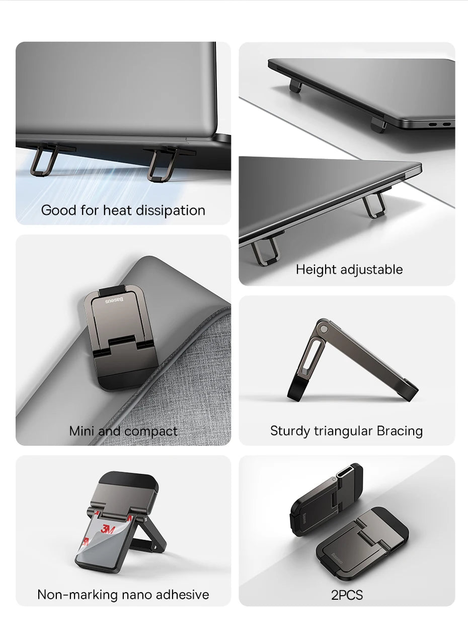 Soporte plegable para portátil Baseus, soporte para teclado de ordenador, mini soportes portátiles para portátil, soporte de aluminio para Macbook y portátiles Xiaomi