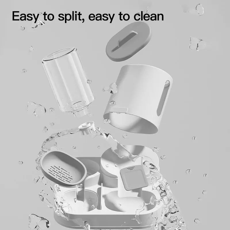 Dispensador de agua y comedero automático por gravedad para gatos, 1 unidad - Diseño de una sola pieza, gran capacidad y a prueba de derrames