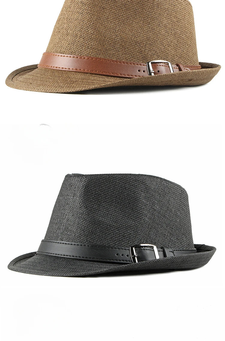 Sombrero de paja de verano para hombre, sombrero de moda coreana para mujer, visera solar, sombrero de jazz retro británico para caballero