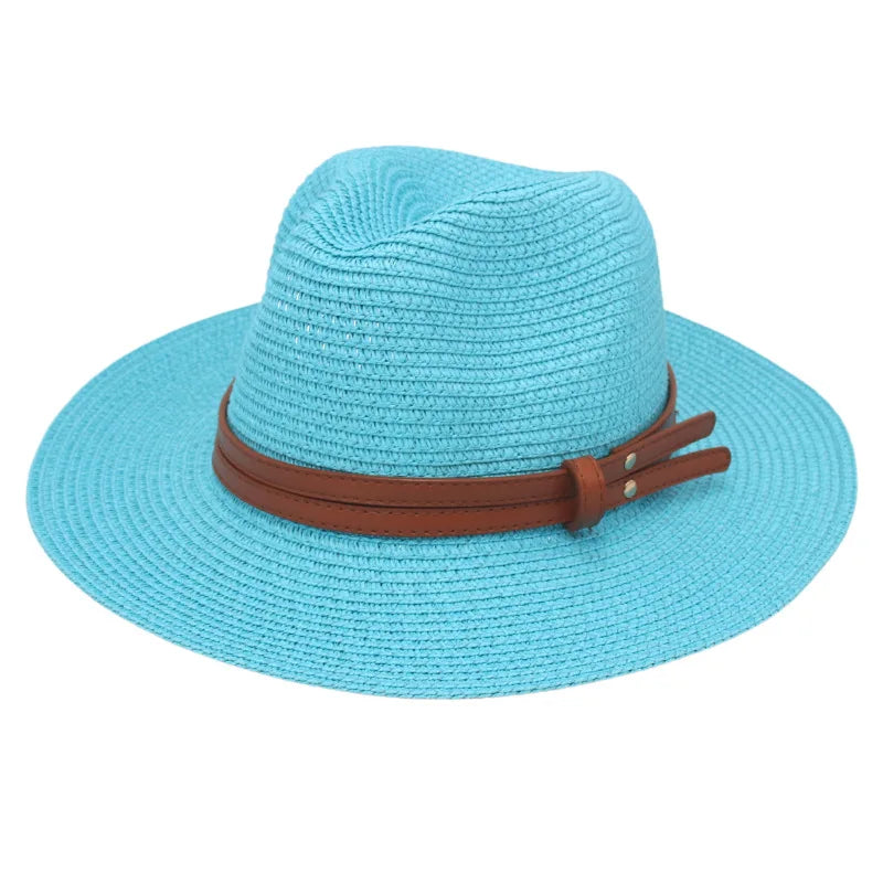 Sombrero de paja de verano, sombrero Panamá, sombrero de paja tejido, regalo, sombrero de jazz transpirable para ocio, sombrero de paja de estilo europeo y americano, gorra de playa.