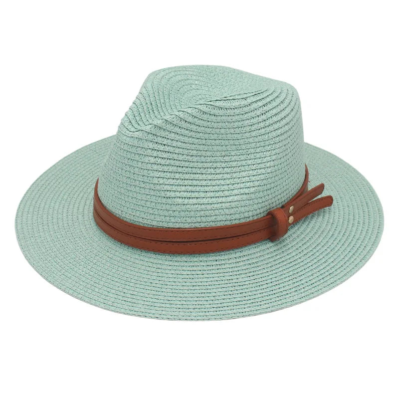 Sombrero de paja de verano, sombrero Panamá, sombrero de paja tejido, regalo, sombrero de jazz transpirable para ocio, sombrero de paja de estilo europeo y americano, gorra de playa.