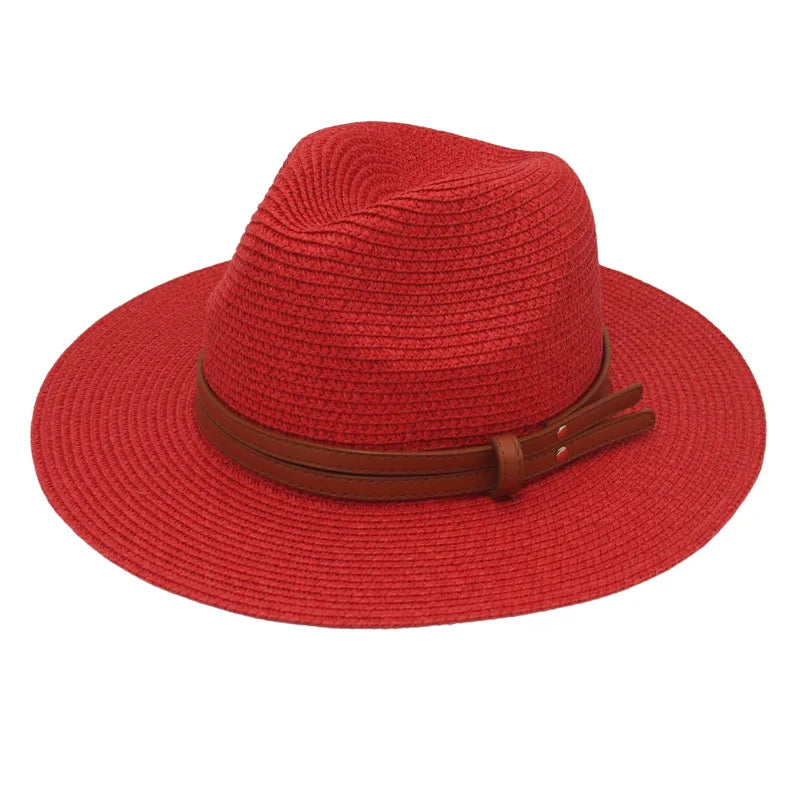Sombrero de paja de verano, sombrero Panamá, sombrero de paja tejido, regalo, sombrero de jazz transpirable para ocio, sombrero de paja de estilo europeo y americano, gorra de playa.