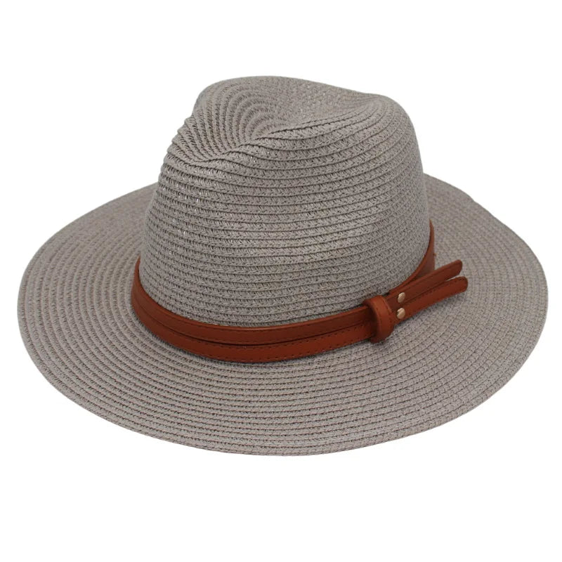 Sombrero de paja de verano, sombrero Panamá, sombrero de paja tejido, regalo, sombrero de jazz transpirable para ocio, sombrero de paja de estilo europeo y americano, gorra de playa.