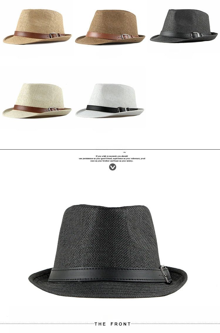 Sombrero de paja de verano para hombre, sombrero de moda coreana para mujer, visera solar, sombrero de jazz retro británico para caballero