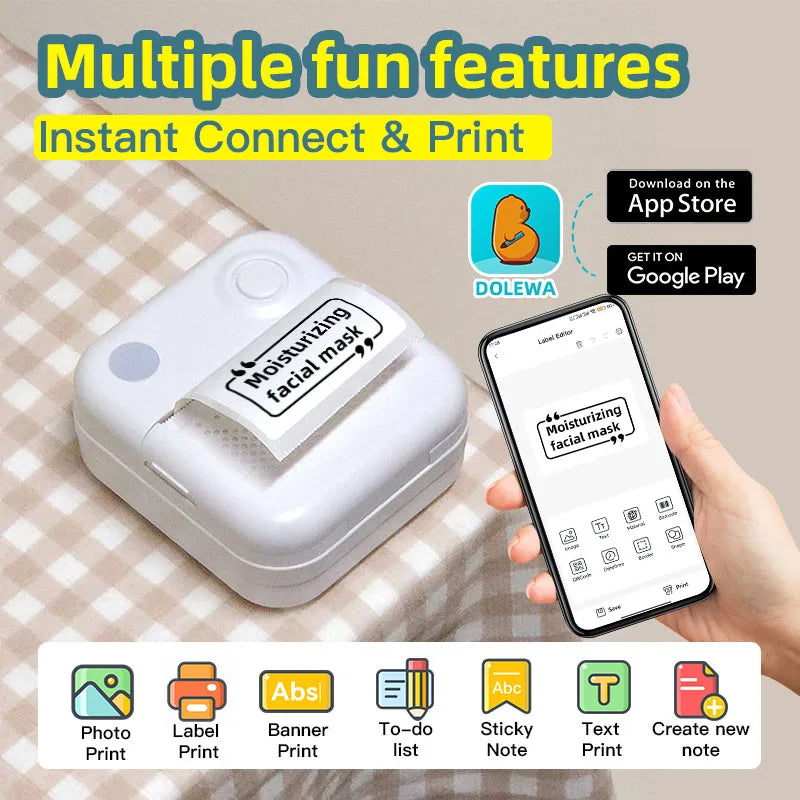 Papel adhesivo térmico para impresora portátil Dolewa D3, minipresora de etiquetas, impresora para imprimir errores y fotos.