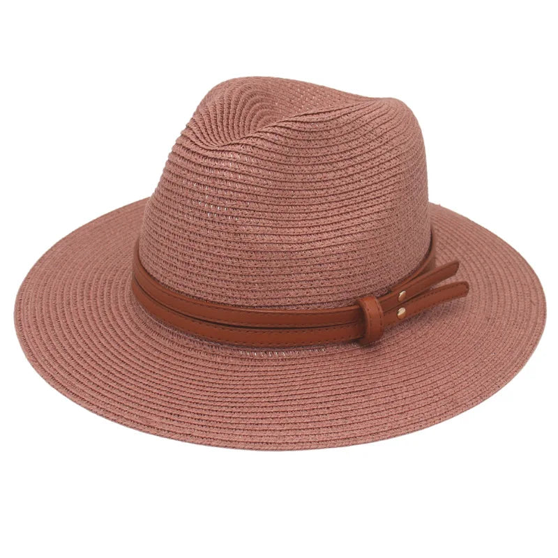 Sombrero de paja de verano, sombrero Panamá, sombrero de paja tejido, regalo, sombrero de jazz transpirable para ocio, sombrero de paja de estilo europeo y americano, gorra de playa.