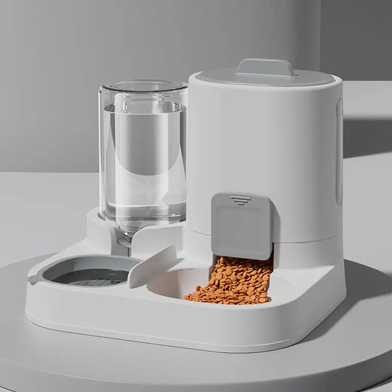 Dispensador de agua y comedero automático por gravedad para gatos, 1 unidad - Diseño de una sola pieza, gran capacidad y a prueba de derrames