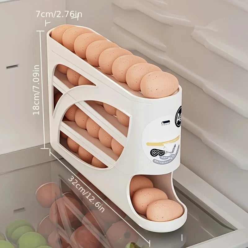 Organizador de huevos de 3 niveles para refrigerador, capacidad para 24 huevos, estante de almacenamiento y caja organizadora de gran capacidad para cocina y nevera
