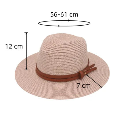 Sombrero de paja de verano, sombrero Panamá, sombrero de paja tejido, regalo, sombrero de jazz transpirable para ocio, sombrero de paja de estilo europeo y americano, gorra de playa.