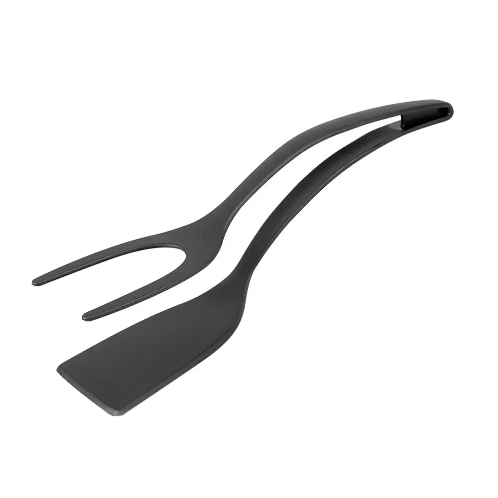 Pinzas volteadoras de nailon 2 en 1 con espátula para huevos y pinza para carne, accesorios de cocina para voltear panqueques y alimentos fritos