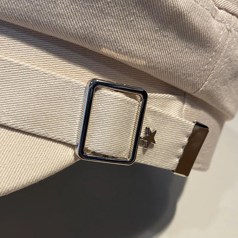 Boina feminina preta com estrela, chapéu de outono e inverno, estilo retrô britânico, moda nova, estilo militar marítimo, boné coreano, chapéu para mães.