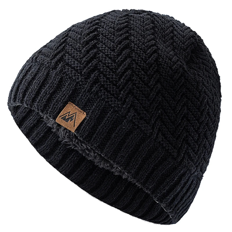 Gorro de invierno unisex con etiqueta, gorro de punto de moda para hombres y mujeres, gorro tipo beanie, gorro deportivo cálido con forro de felpa para exteriores