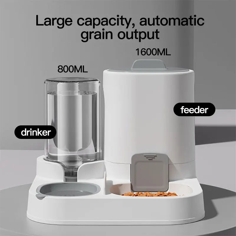 Dispensador de agua y comedero automático por gravedad para gatos, 1 unidad - Diseño de una sola pieza, gran capacidad y a prueba de derrames