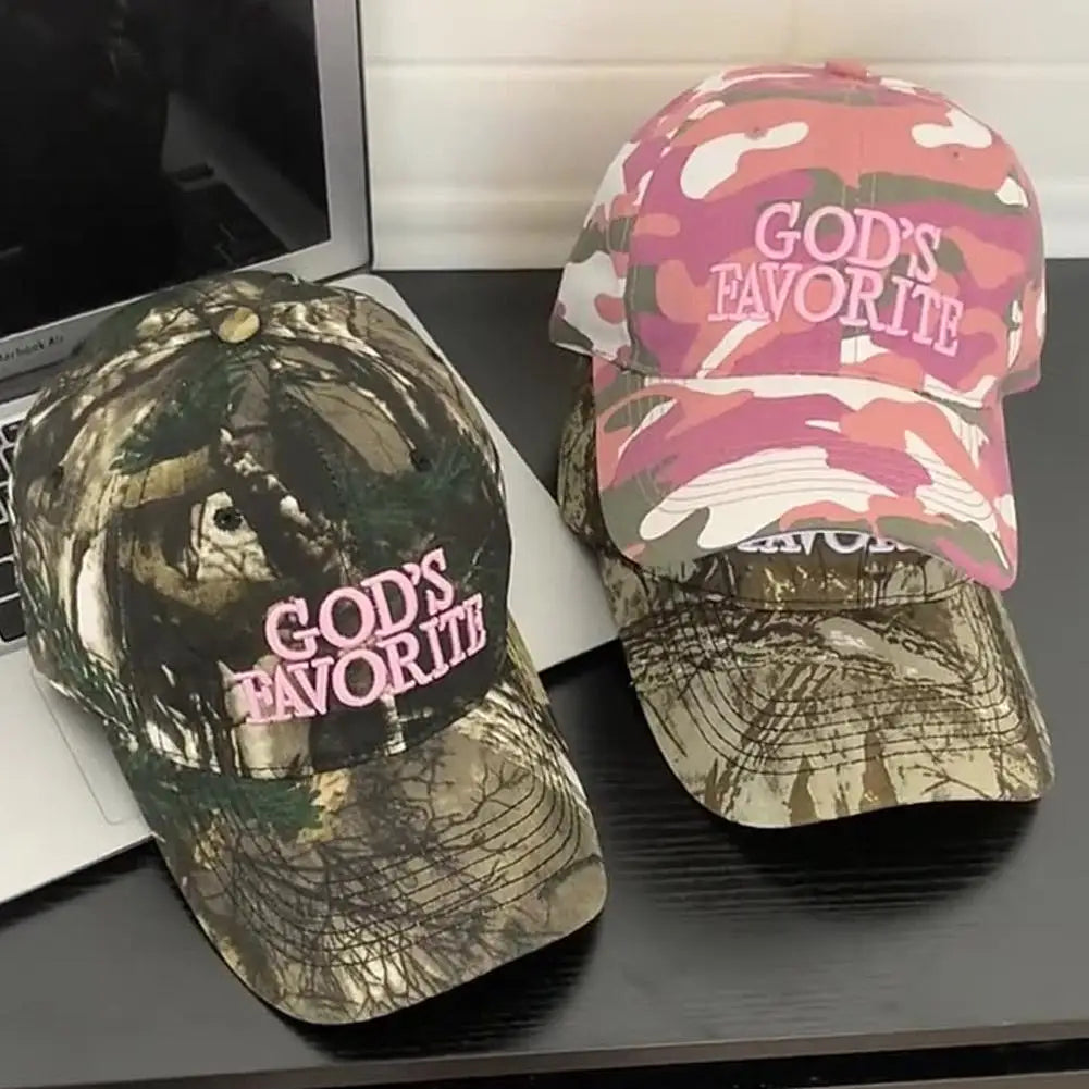 Gorra de béisbol con bordado de letras retro, estilo camuflaje táctico de selva, gorra de visera ajustable para mujer, de circunferencia grande y protección solar