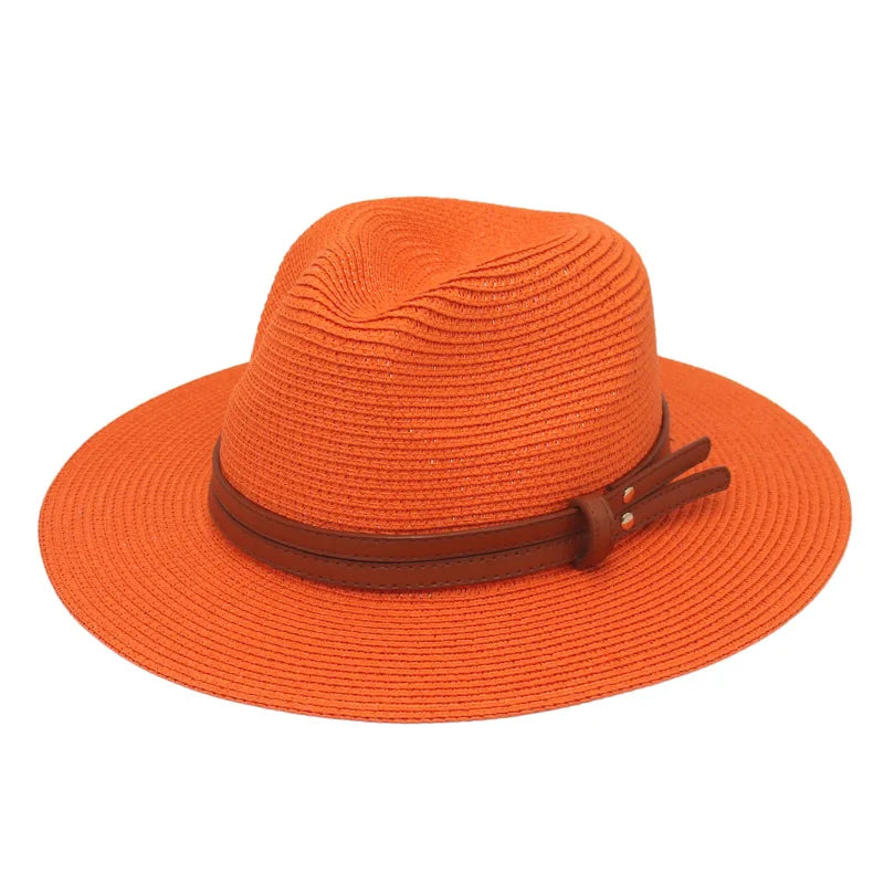 Sombrero de paja de verano, sombrero Panamá, sombrero de paja tejido, regalo, sombrero de jazz transpirable para ocio, sombrero de paja de estilo europeo y americano, gorra de playa.