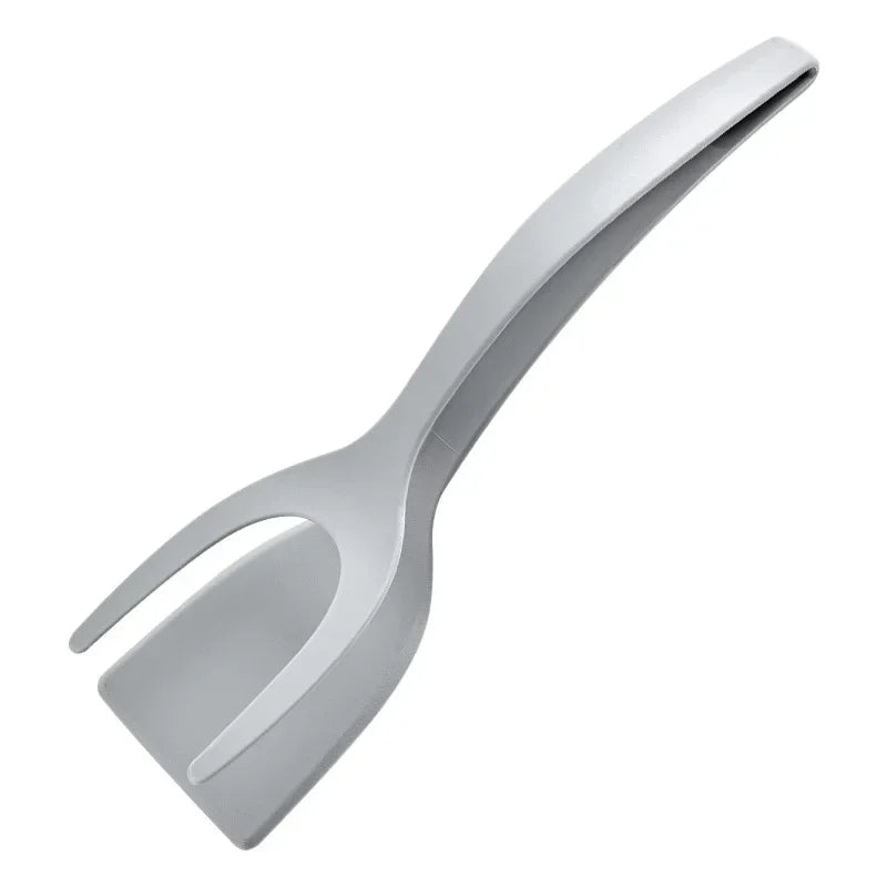 Pinzas volteadoras de nailon 2 en 1 con espátula para huevos y pinza para carne, accesorios de cocina para voltear panqueques y alimentos fritos