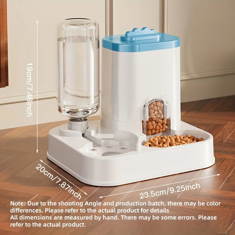 Dispensador de agua y comedero automático por gravedad para gatos, 1 unidad - Diseño de una sola pieza, gran capacidad y a prueba de derrames