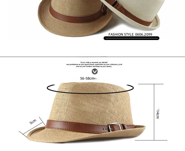 Sombrero de paja de verano para hombre, sombrero de moda coreana para mujer, visera solar, sombrero de jazz retro británico para caballero