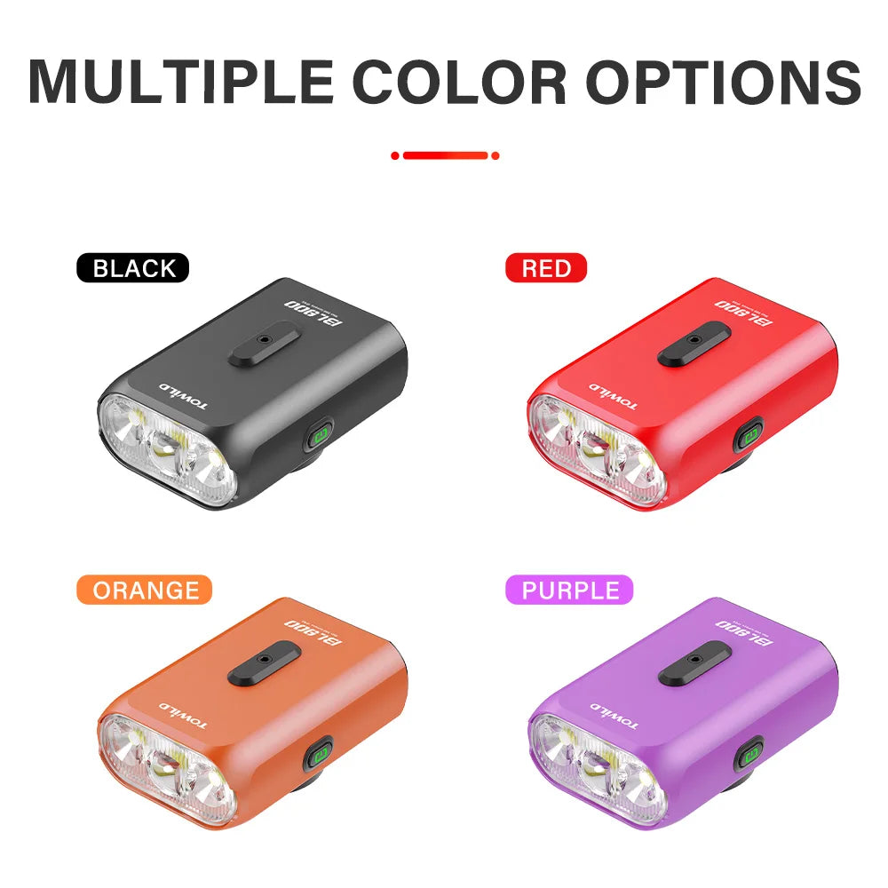 Luz para bicicleta TOWILD BL900 de montaje doble con haz concentrado y amplio (1100 lm), recargable, para seguridad diurna e iluminación nocturna.
