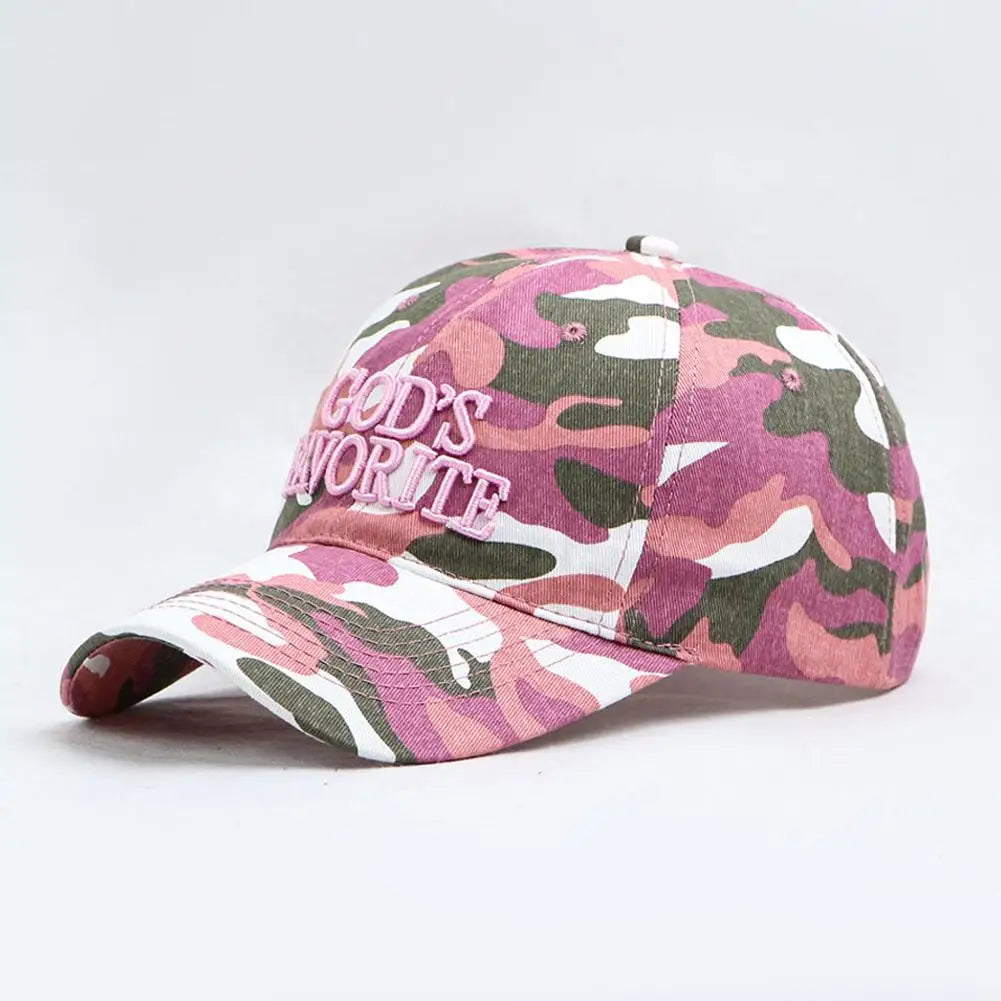 Gorra de béisbol con bordado de letras retro, estilo camuflaje táctico de selva, gorra de visera ajustable para mujer, de circunferencia grande y protección solar